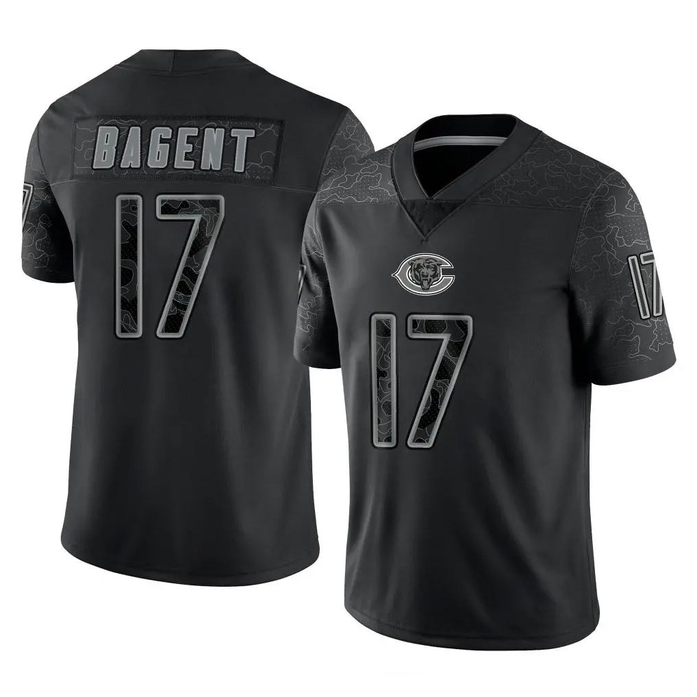 BIPIHUC C.Bears #17 Tyson Bagent Player Black REFLECTIVE Limited Game Stitched Jerseys