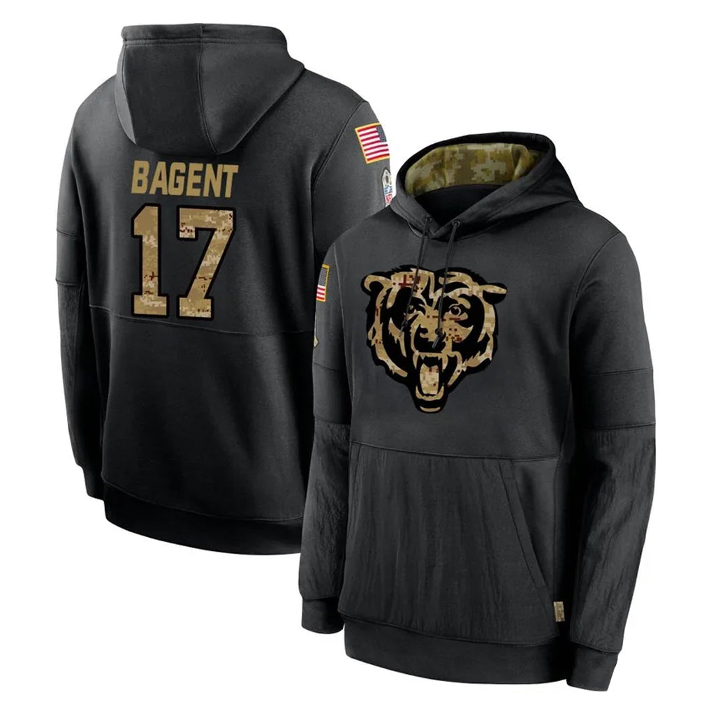 BIPIHUC C.Bears #17 Tyson Bagent Player Black Salute to Service Pullover Hoodies Limited Stitched Jerseys