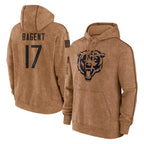 BIPIHUC C.Bears #17 Tyson Bagent Player Brown Salute to Service Pullover Hoodies Limited Stitched Jerseys