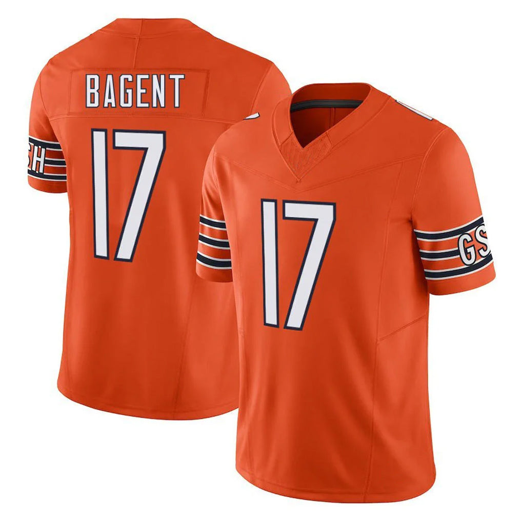BIPIHUC C.Bears #17 Tyson Bagent Player Orange Vapor F.U.S.E. Limited Home Game Stitched Jerseys