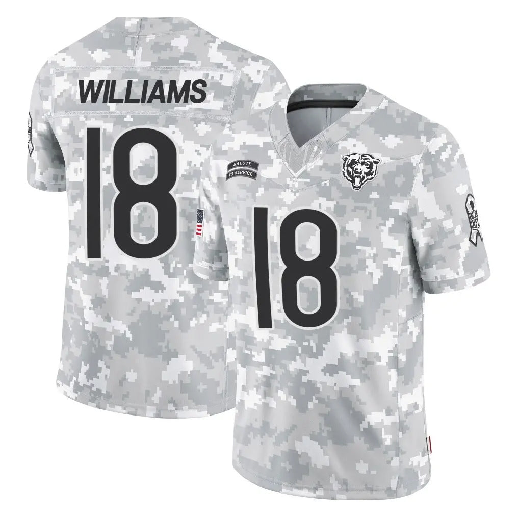 BIPIHUC C.Bears #18 Caleb Williams Player Arctic Camo Salute to Service Limited Stitched Jerseys