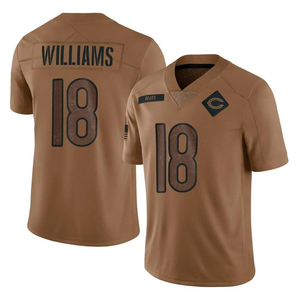 BIPIHUC C.Bears #18 Caleb Williams Player Brown Salute to Service Limited Stitched Jerseys