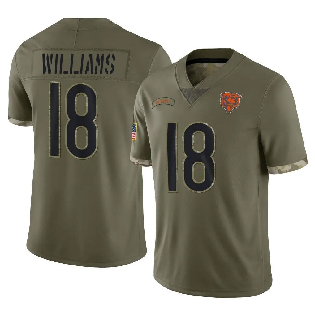 BIPIHUC C.Bears #18 Caleb Williams Player Olive Salute to Service Limited Game Stitched Jerseys