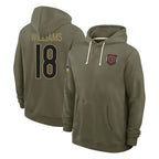 BIPIHUC C.Bears #18 Caleb Williams Player Olive Salute to Service Pullover Hoodies Limited Stitched Jerseys