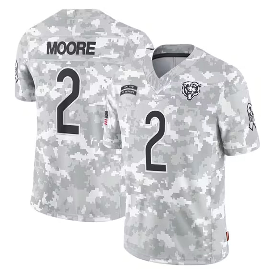 BIPIHUC C.Bears #2 D.J. Moore Player White Arctic Camo Salute to Service Limited Stitched Jerseys
