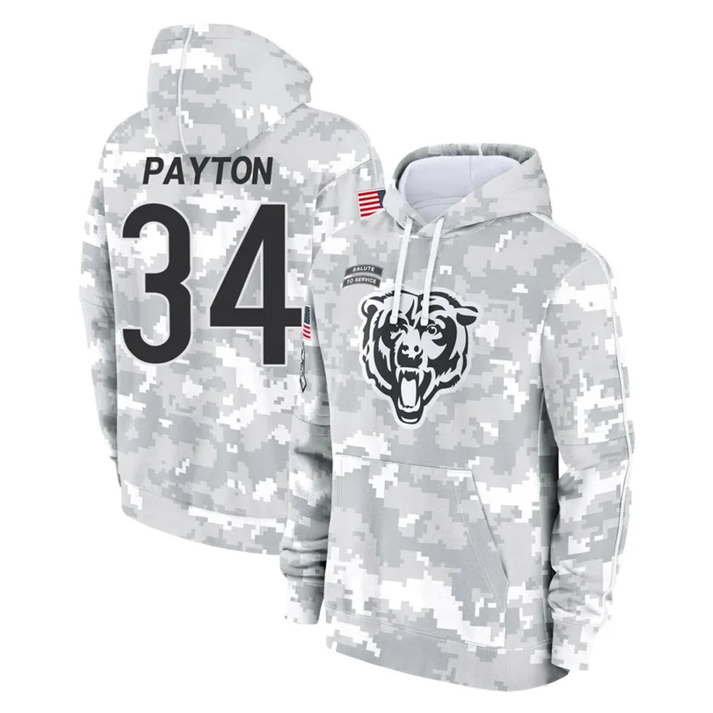 BIPIHUC C.Bears #34 Walter Payton Player Arctic Camo Salute to Service Pullover Hoodies Limited Stitched Jerseys