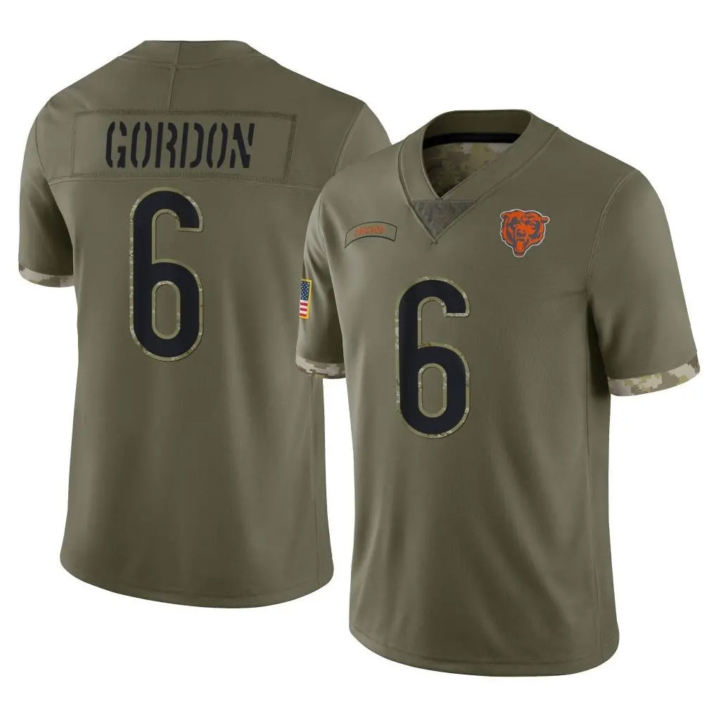 BIPIHUC C.Bears #6 Kyler Gordon Player Olive Salute to Service Limited Game Stitched Jerseys