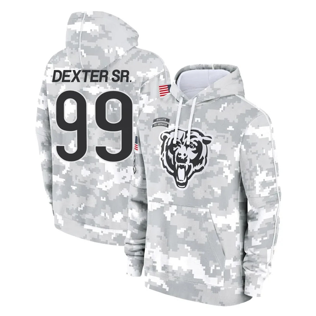 BIPIHUC C.Bears #99 Gervon Dexter Sr. Player Arctic Camo Salute to Service Pullover Hoodies Limited Stitched Jerseys
