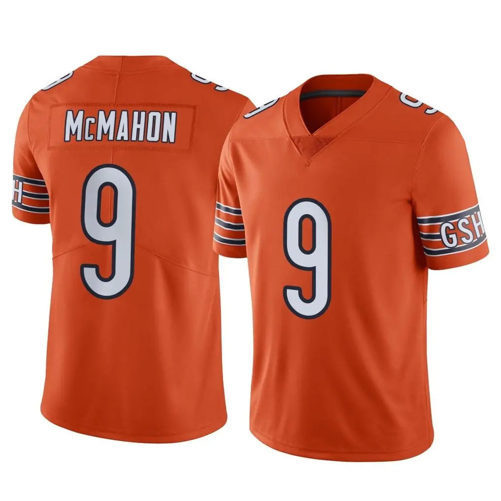 BIPIHUC C.Bears #9 Jim McMahon Player Orange Alternate Vapor Limited Home Game Stitched Jerseys