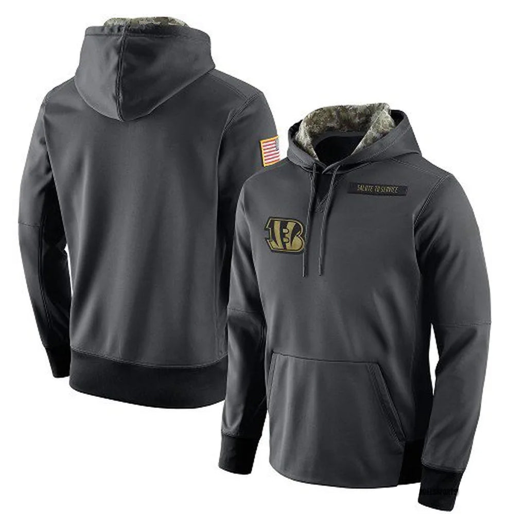 BIPIHUC C.Bengals Anthracite Salute to Service Player Performance Hoodie Blank Player Stitched Jerseys