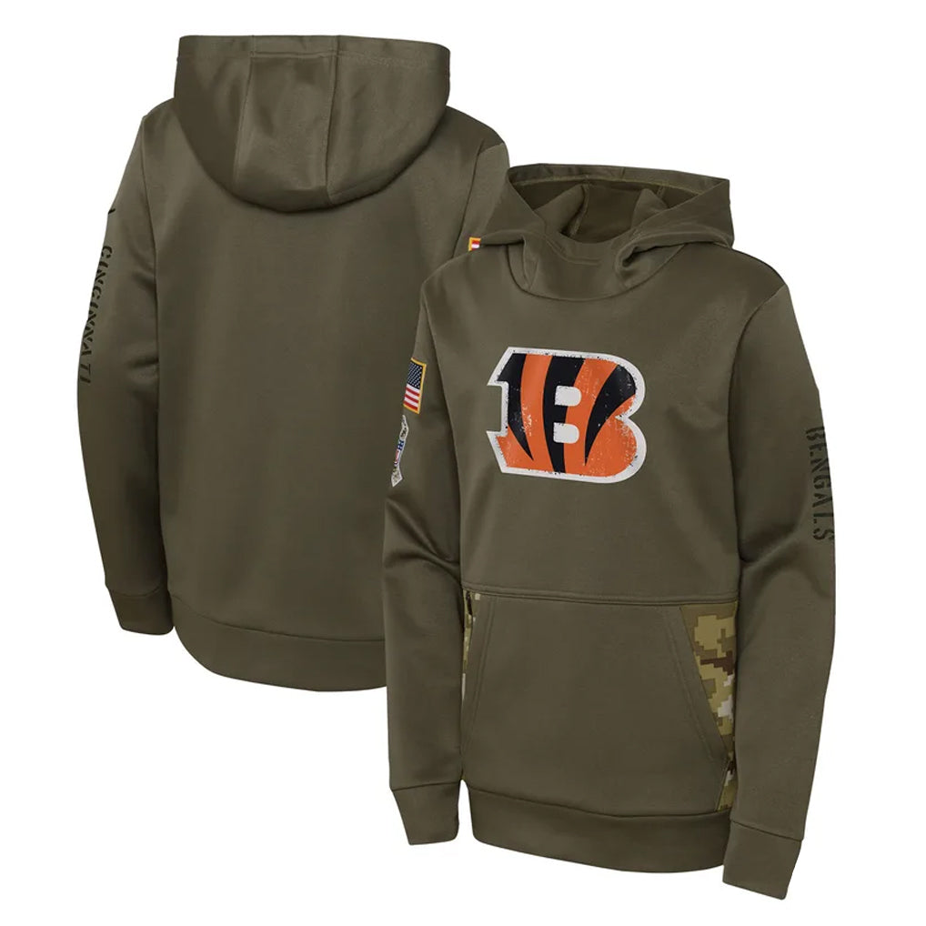 BIPIHUC C.Bengals Olive Salute to Service Performance Pullover Hoodie Blank Player Stitched Jerseys