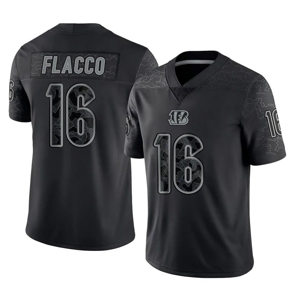 BIPIHUC C.Bengals #16 Joe Flacco Player Black Reflective Limited Game Stitched Jerseys