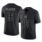 BIPIHUC C.Bengals #16 Joe Flacco Player Black Reflective Limited Game Stitched Jerseys