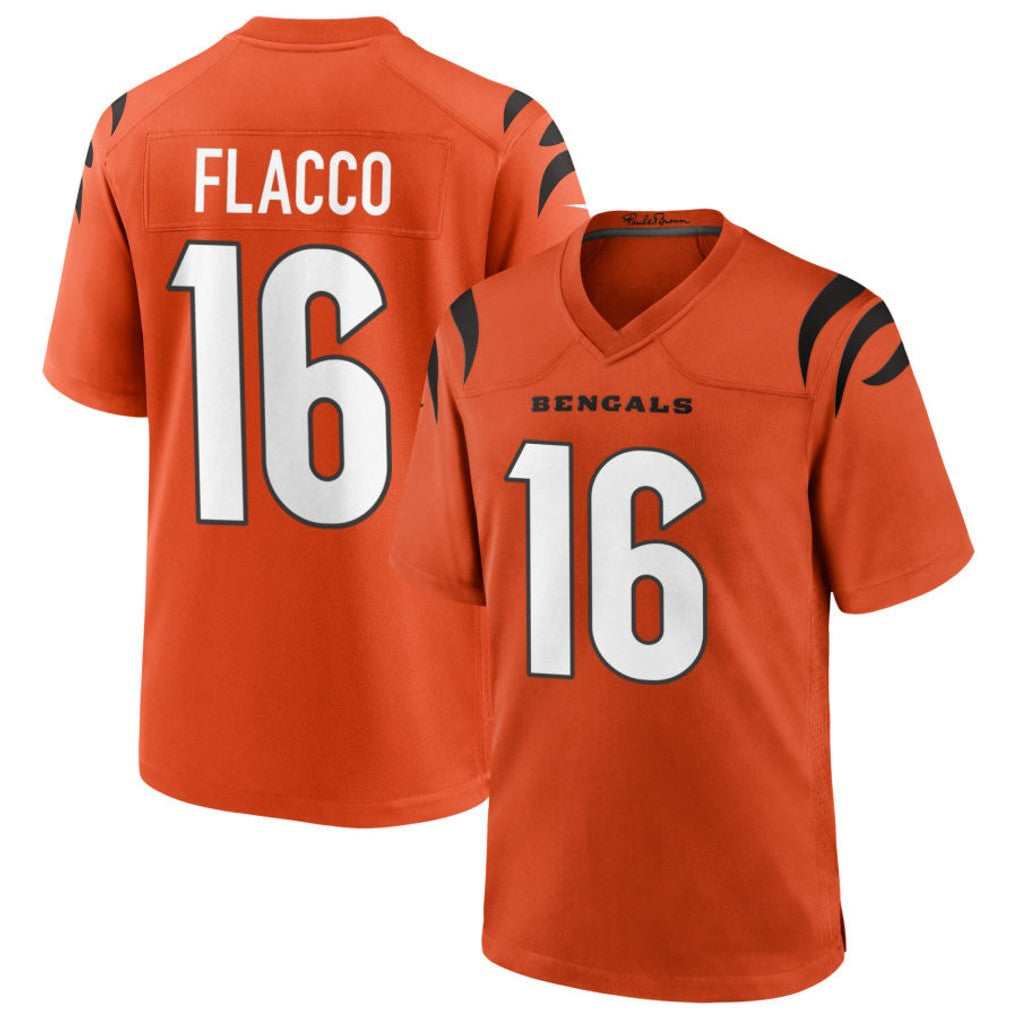 BIPIHUC C.Bengals #16 Joe Flacco Player Orange Home Game Stitched Jerseys