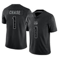 BIPIHUC C.Bengals #1 Ja'Marr Chase Player Black Reflective Limited Game Stitched Jerseys