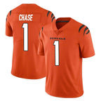 BIPIHUC C.Bengals #1 Ja'Marr Chase Player Orange Vapor Untouchable Limited Home Game Stitched Jerseys