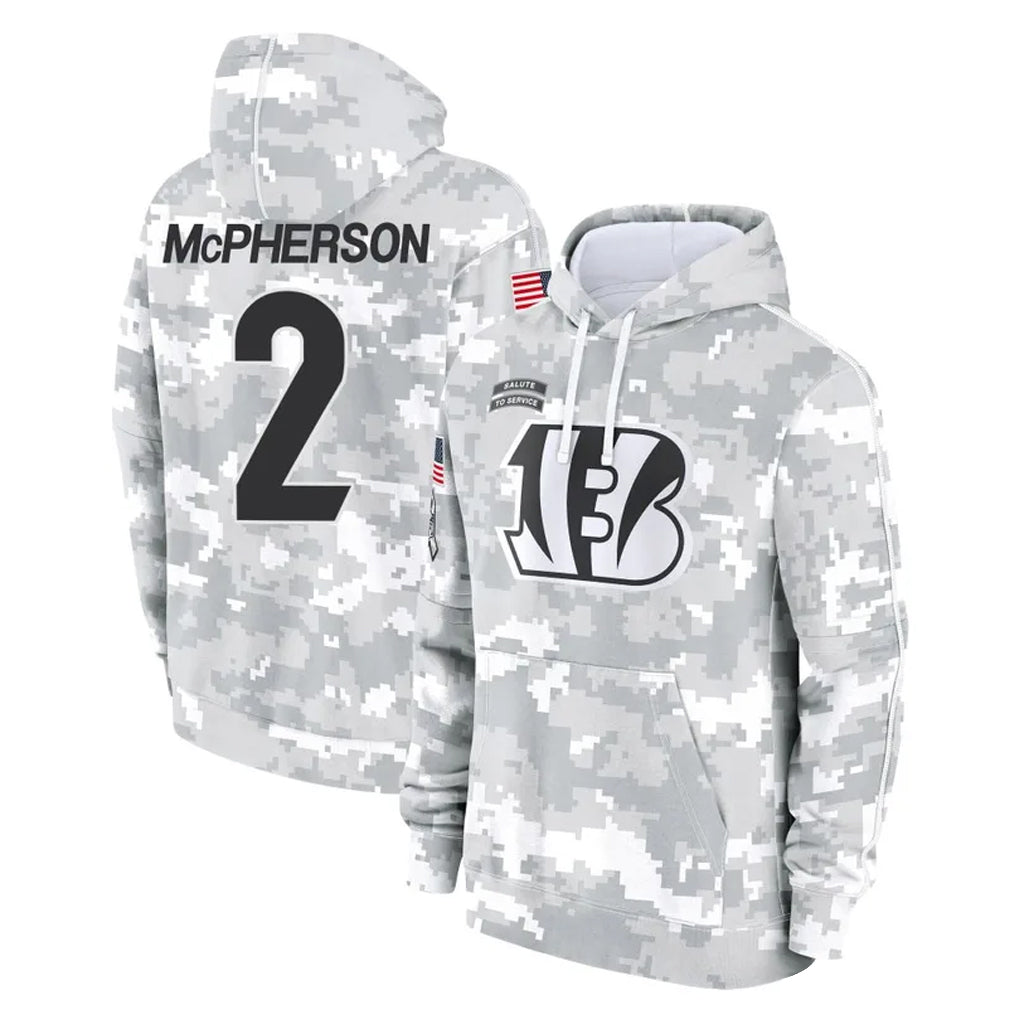 BIPIHUC C.Bengals #2 Evan McPherson Player Arctic Camo Salute to Service Pullover Hoodie Limited Stitched Jerseys