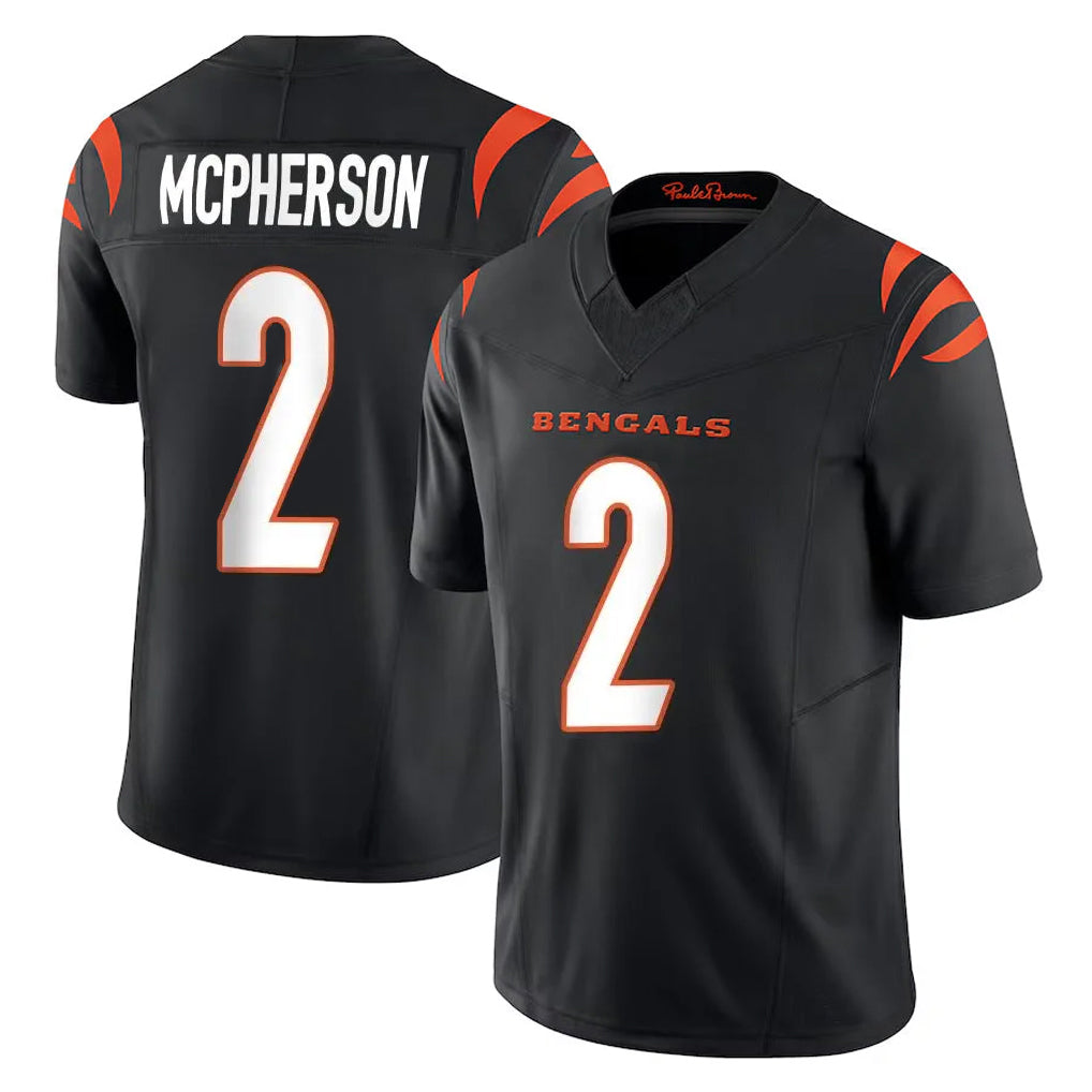 BIPIHUC C.Bengals #2 Evan McPherson Player Black Vapor F.U.S.E. Limited Home Game Stitched Jerseys