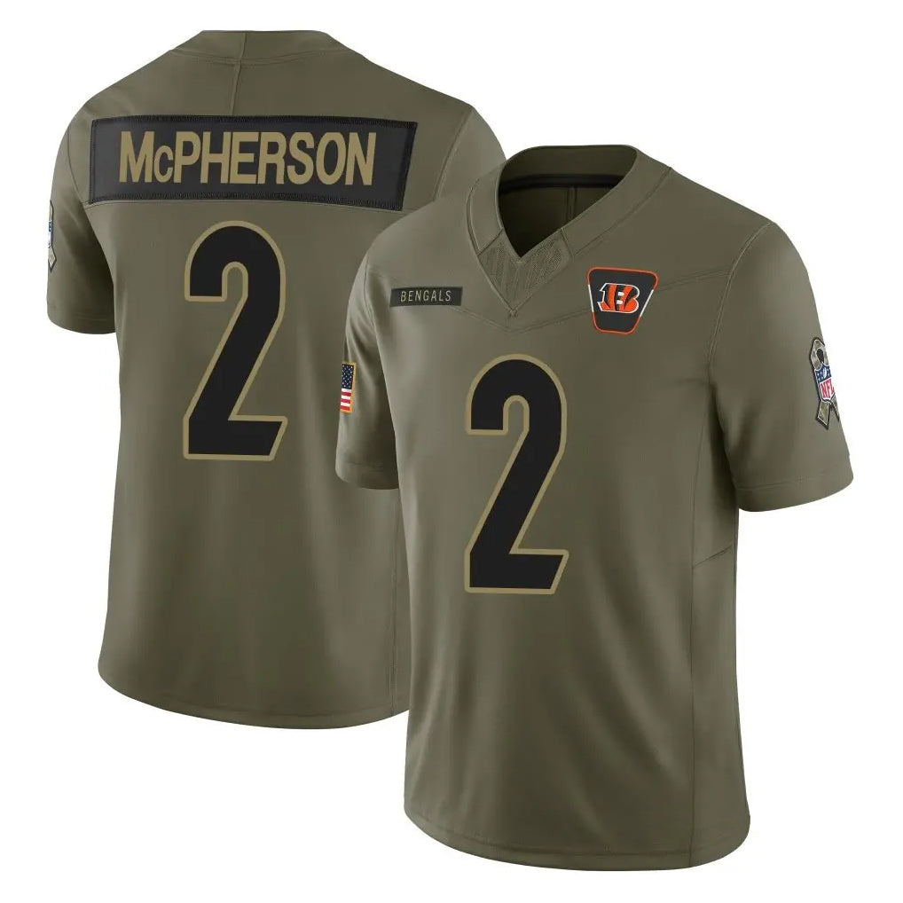 BIPIHUC C.Bengals #2 Evan McPherson Player Olive Salute to Service Limited Home Game Stitched Jerseys