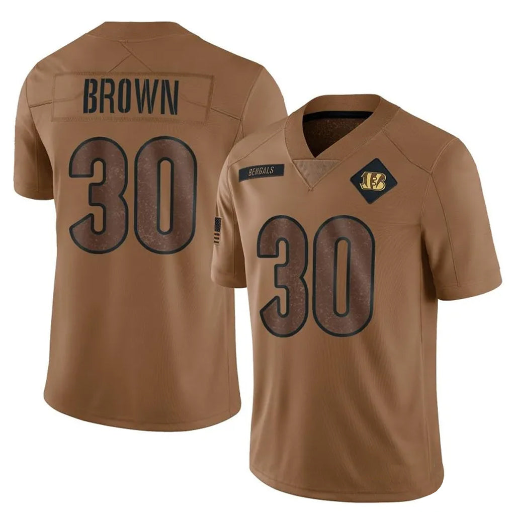 BIPIHUC C.Bengals #30 Chase Brown Player Brown Salute To Service Limited Stitched Jerseys