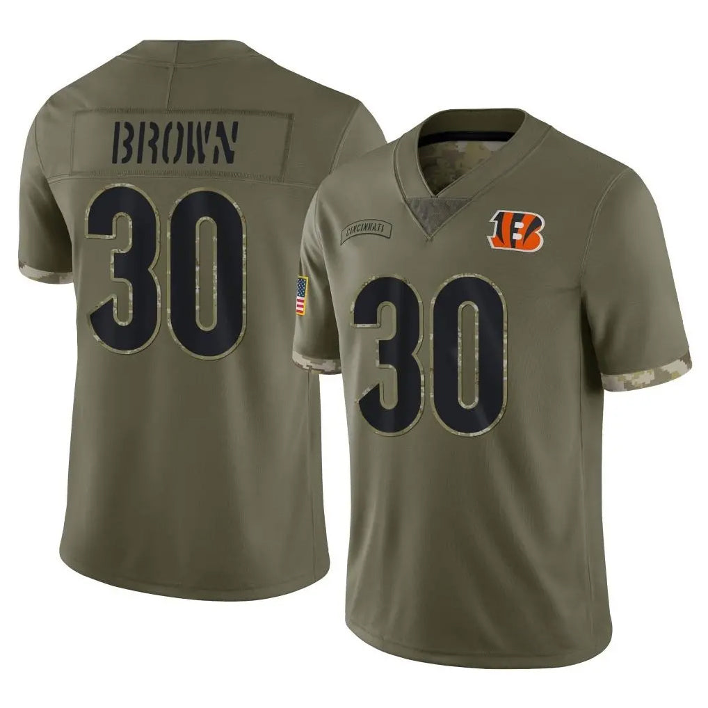 BIPIHUC C.Bengals #30 Chase Brown Player Salute To Service Limited Olive Stitched Jerseys