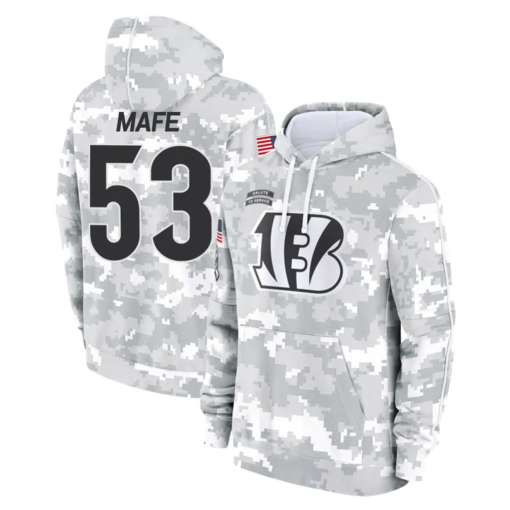BIPIHUC C.Bengals #53 Boye Mafe Player Arctic Camo Salute to Service Pullover Hoodie Limited Stitched Jerseys