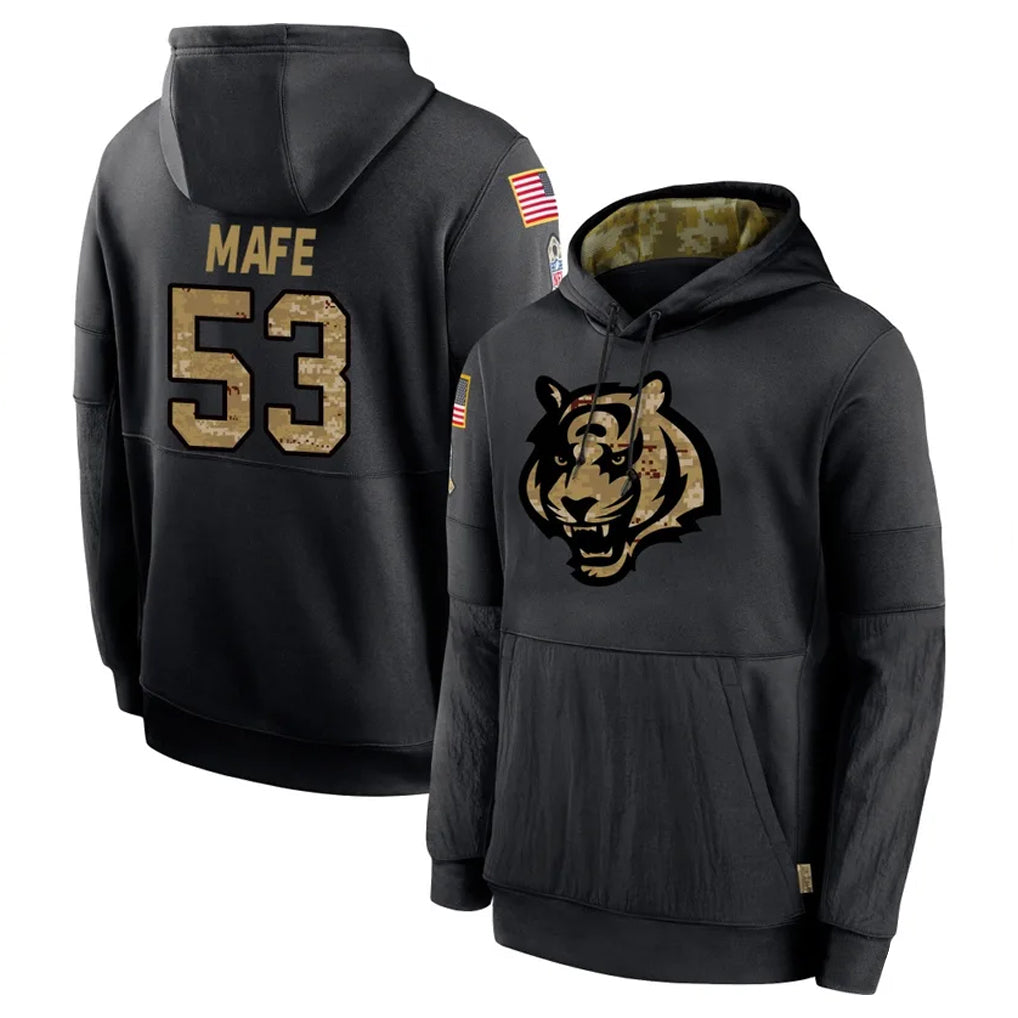 BIPIHUC C.Bengals #53 Boye Mafe Player Black Salute to Service Pullover Hoodies Limited Stitched Jerseys