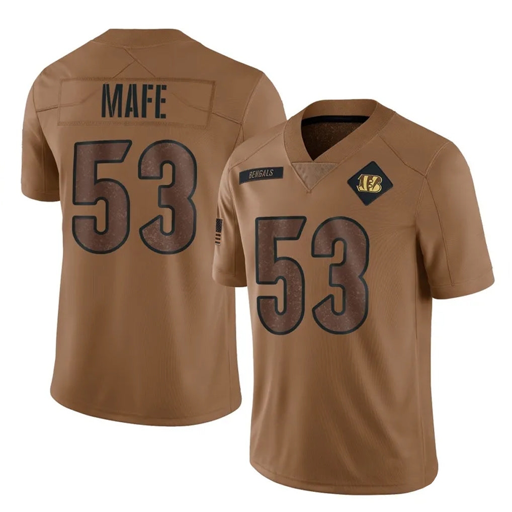 BIPIHUC C.Bengals #53 Boye Mafe Player Brown Salute to Service Limited Stitched Jerseys