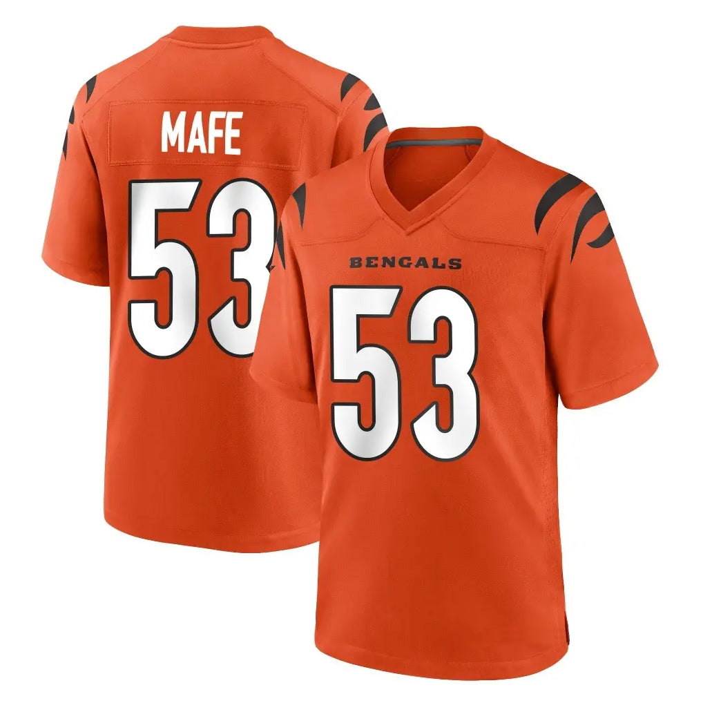 BIPIHUC C.Bengals #53 Boye Mafe Player Orange Home Game Stitched Jerseys