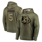 BIPIHUC C.Bengals #5 Tee Higgins Player Olive Salute to Service Pullover Hoodies Home Game Stitched Jerseys