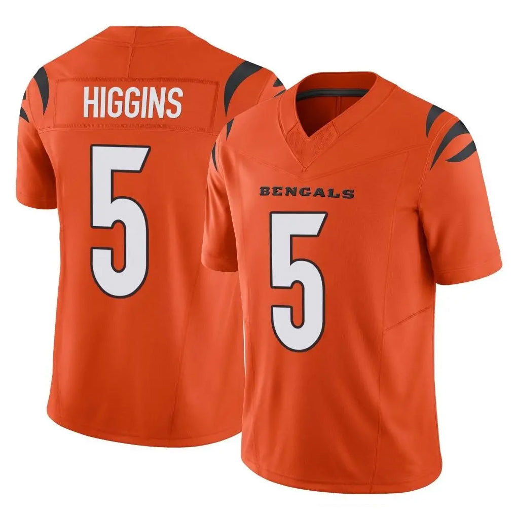 BIPIHUC C.Bengals #5 Tee Higgins Player Orange Vapor F.U.S.E. Limited Home Game Stitched Jerseys
