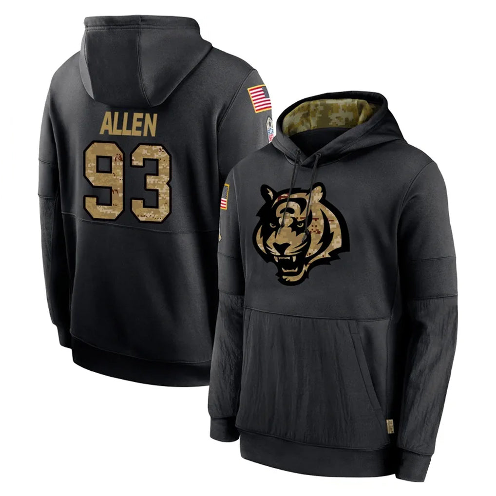BIPIHUC C.Bengals #93 Jonathan Allen Player Black Salute to Service Pullover Hoodies Limited Stitched Jerseys