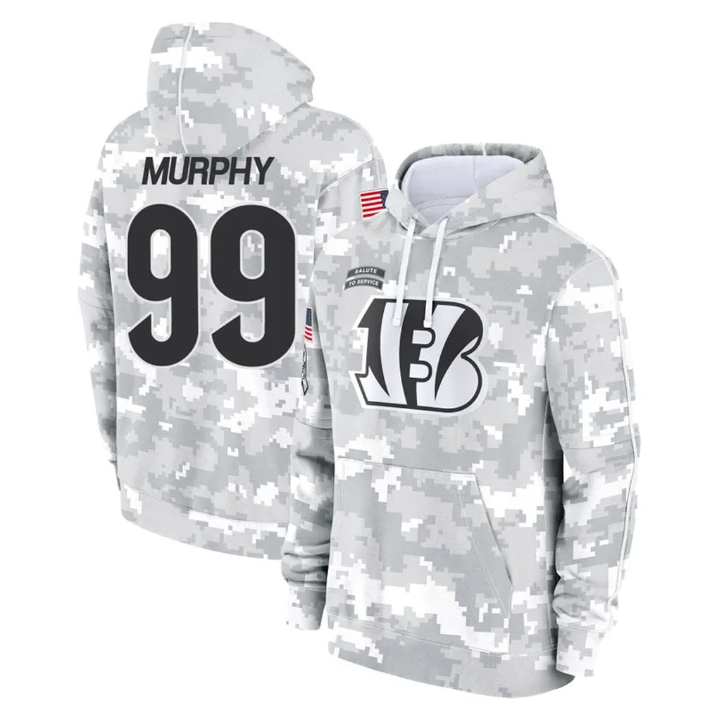 BIPIHUC C.Bengals #99 Myles Murphy Player Arctic Camo Salute to Service Pullover Hoodie Limited Stitched Jerseys