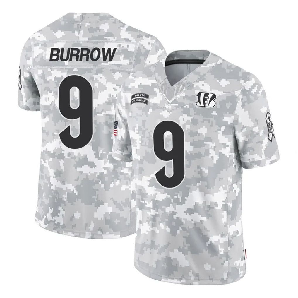 BIPIHUC C.Bengals #9 Joe Burrow Player Arctic Camo Salute to Service Limited Stitched Jerseys