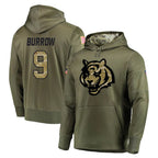 BIPIHUC C.Bengals #9 Joe Burrow Player Olive Salute to Service Pullover Hoodies Home Game Stitched Jerseys