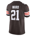 BIPIHUC C.Browns #21 Denzel Ward Brown Vapor F.U.S.E. Limited Stitched Jerseys