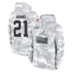 BIPIHUC C.Browns #21 Denzel Ward Player Arctic Camo Salute to Service Hoodies Limited Game Stitched Jerseys