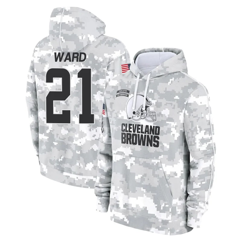 BIPIHUC C.Browns #21 Denzel Ward Player Arctic Camo Salute to Service Hoodies Limited Game Stitched Jerseys