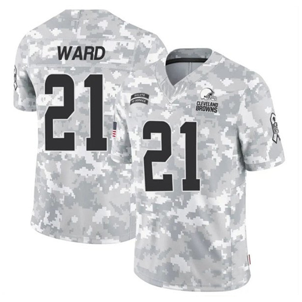 BIPIHUC C.Browns #21 Denzel Ward Player Arctic Camo Salute to Service Limited Football Jerseys