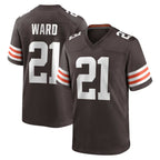 BIPIHUC C.Browns #21 Denzel Ward Player Brown Home Game Football Jerseys