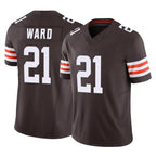 BIPIHUC C.Browns #21 Denzel Ward Player Brown Vapor F.U.S.E. Limited Home Game Stitched Jerseys