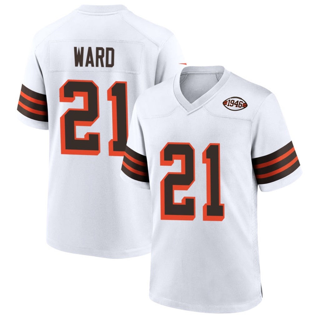 BIPIHUC C.Browns #21 Denzel Ward Player White 1946 Collection Alternate Football Jerseys
