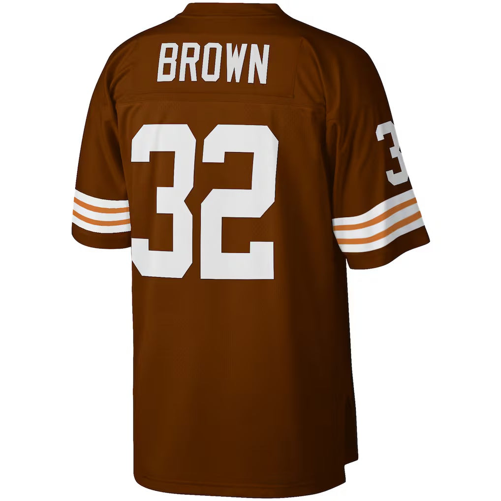 BIPIHUC C.Browns #32 Jim Brown Mitchell & Ness Brown Big & Tall Retired Player Replica Stitched Jerseys