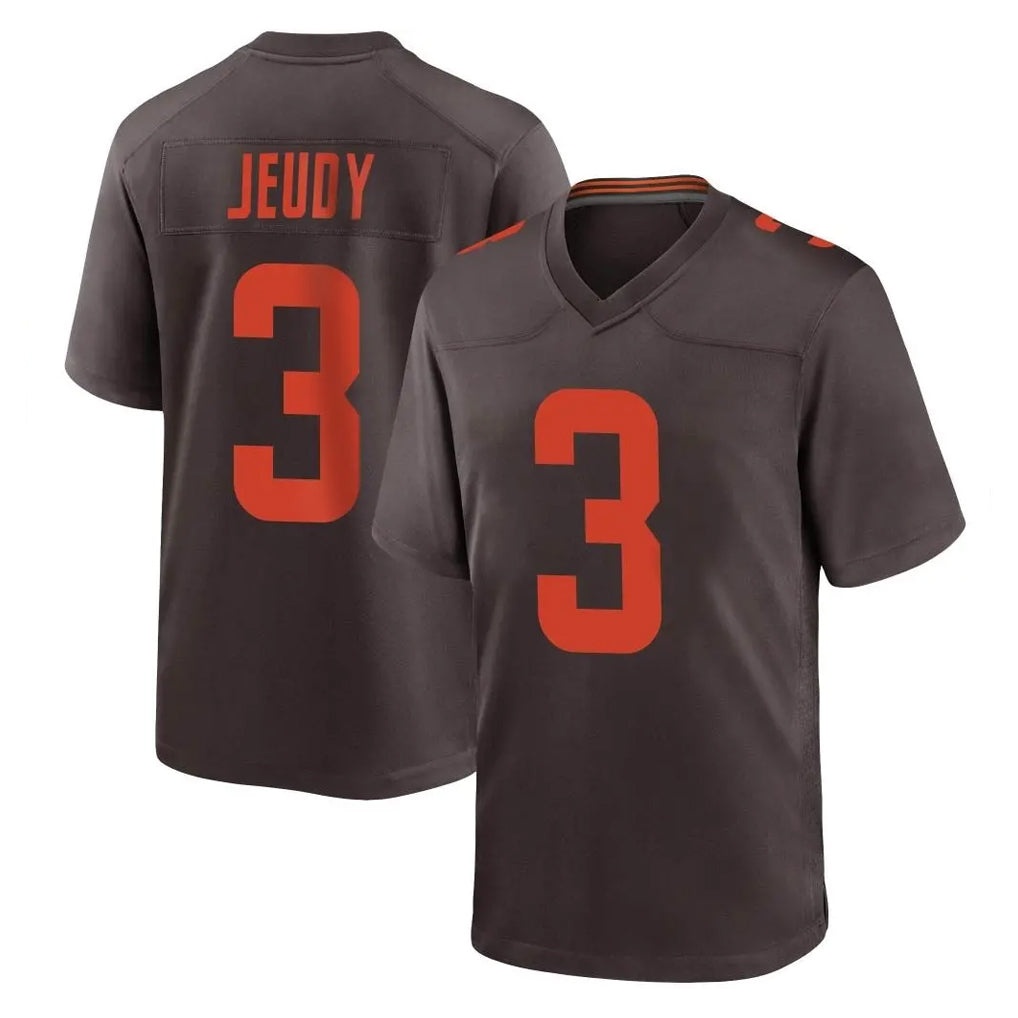 BIPIHUC C.Browns #3 Jerry Jeudy Player Brown Alternate Home Game Stitched Jerseys