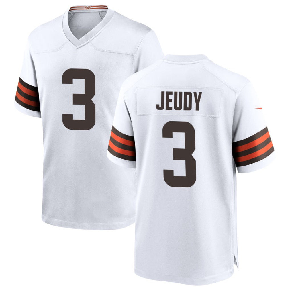 BIPIHUCC.Browns #3 Jerry Jeudy Player White Home Game Stitched Jerseys
