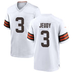 BIPIHUCC.Browns #3 Jerry Jeudy Player White Home Game Stitched Jerseys