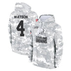 BIPIHUC C.Browns #4 Deshaun Watson Player Arctic Camo Salute to Service Hoodies Limited Game Stitched Jerseys