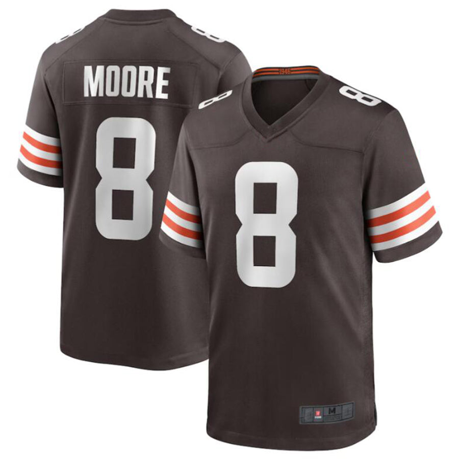 BIPIHUC C.Browns #8 Elijah Moore Brown Game Retired Player Jersey American Stitched Jerseys