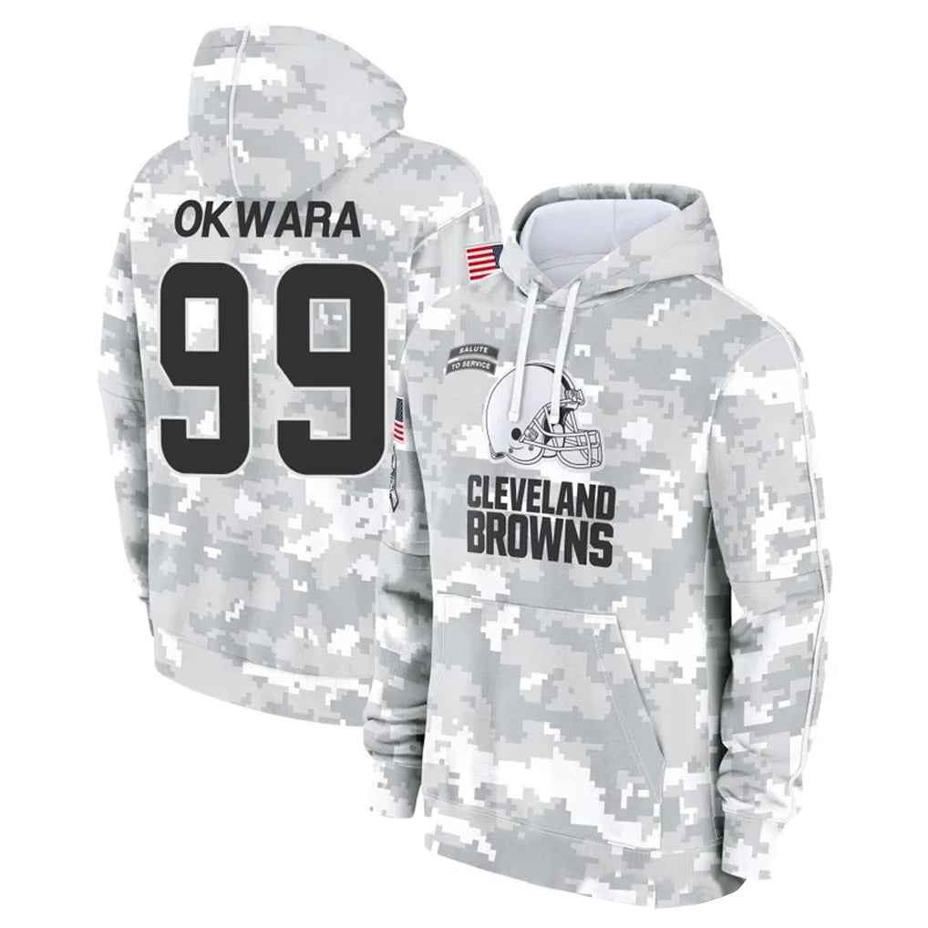 BIPIHUC C.Browns #99 Julian Okwara Player Arctic Camo Salute to Service Hoodies Limited Game Stitched Jerseys