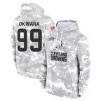 BIPIHUC C.Browns #99 Julian Okwara Player Arctic Camo Salute to Service Hoodies Limited Game Stitched Jerseys